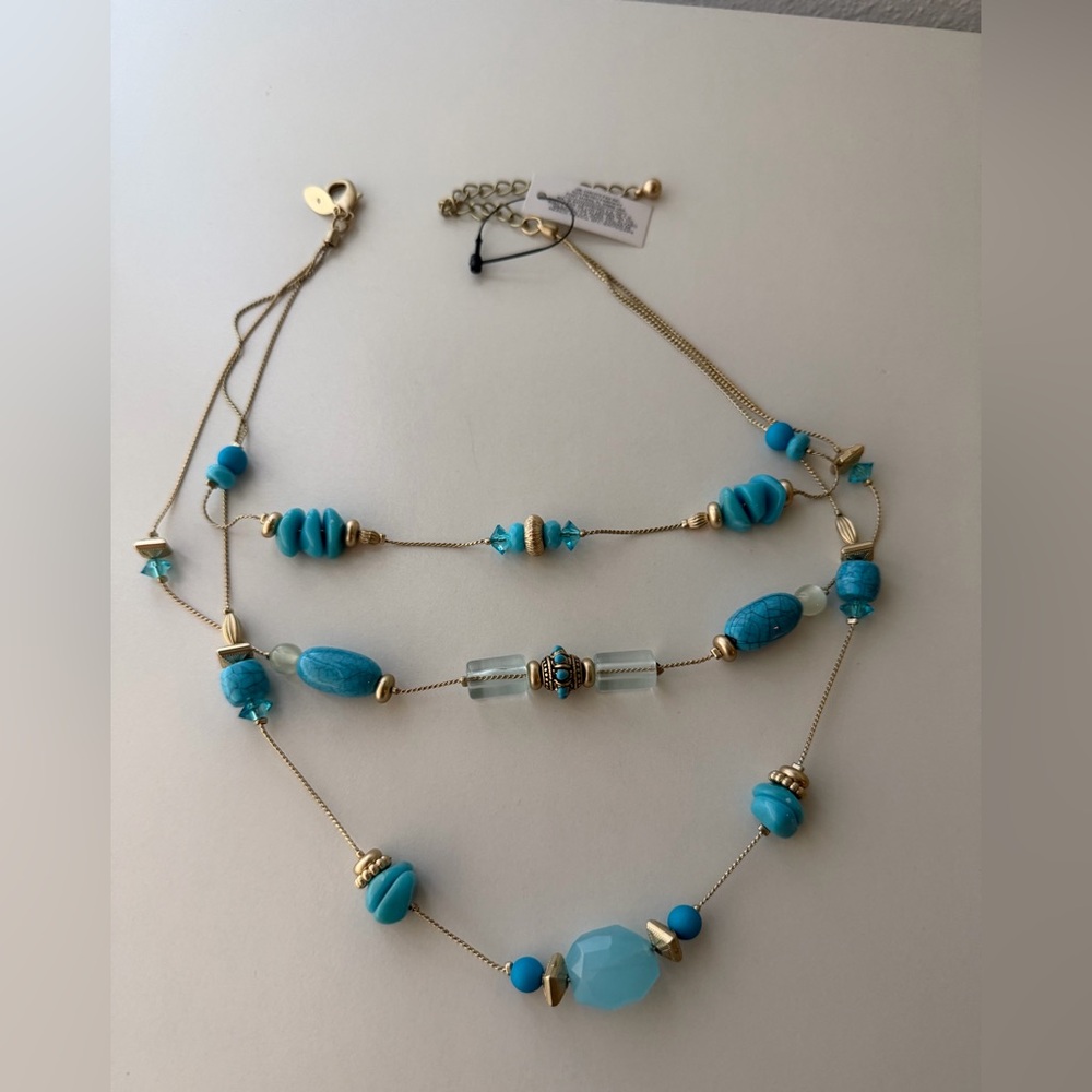 Chico's Turquoise and Gold Layered Necklace - Picture 3 of 3